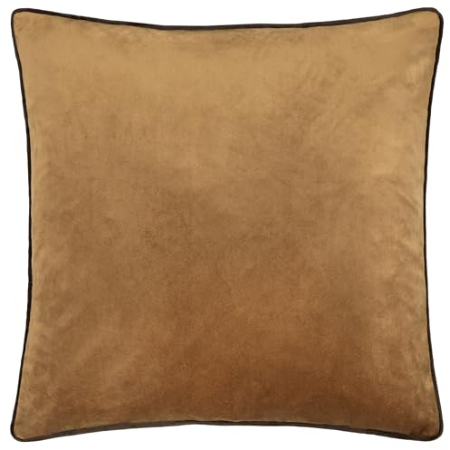 furn. Meridian Velvet Cushion Cover (Caramel/Chocolate - 45 x 45cm) | Soft velvet cushion cover with contrast piping and concealed zip. 45 x 45cm. Cushion cover only.