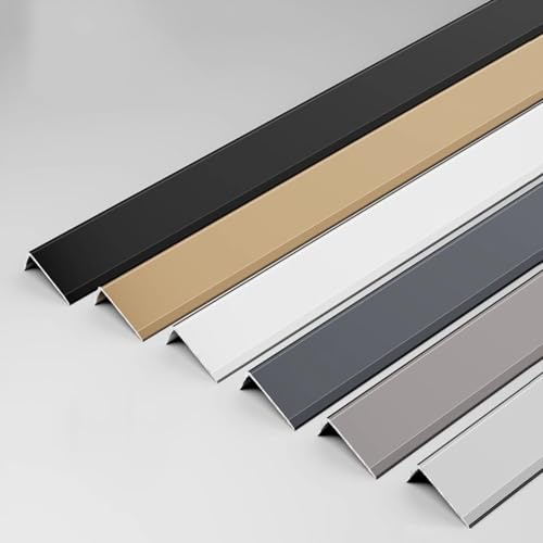 L-förmiger Abdeckleiste – Bodenkantenleiste, Flache Trennleiste, Für Wände, Türen, Fenster, Schränke, Kamine(Aluminium, 2,95 Fuß * 3 Stück)(Black,1cm*2cm)