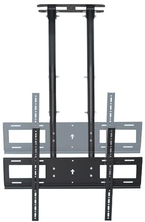 Adjustable Height Ceiling TV Mount Bracket, 60-100 Inch TV Support, Max 60kg Load, 3° to -20° Tilt, 1000mm to 2500mm Telescopic Range(12.5m)