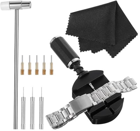 LIQWEI 11Stück Uhrenarmband Reparatur Werkzeug, Uhrenarmbande Werkzeug | Entferner für Uhrenarmband-Verbindungsstifte Anpassen Verkleinern-Werkzeuge mit Uhrenregulatoren Uhrenstifte Hämmer Federsteg