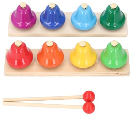 Schreibtischglocken für Kinder, Glocke, Schlaginstrument, 8 Töne, bunte Musikglocken, Schlaginstrument, Spielzeug mit Holzschlägeln