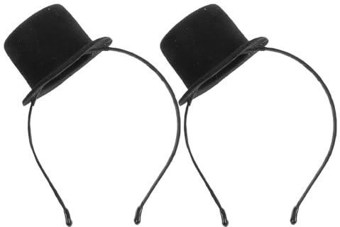 POPETPOP 2er-Pack Mini Zylinder Haarreif Schwarz, Steampunk Viktorianischer Hut Kopfschmuck, Magier Zirkusdirektor Kostüm Accessoires für Damen Herren Kinder, Karneval Fasching Halloween Cosplay Party