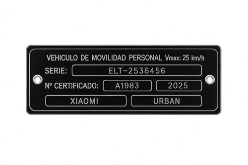 EDURAIT Placa Identificativa para Patinete Eléctrico VMP | Compatible con Normativa DGT | Aluminio Anodizado 104 x 30 mm | Grabado Láser Permanente | Placa Identificación para Patinetes Eléctricos |