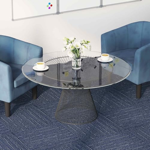 Runheo Azulejos de alfombra a rayas azules, 50 x 50 cm, 4 unidades, polipropileno y betún para suelos con pisada insonorización para salón, dormitorio, laminado, parqué, vinilo, renovación