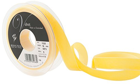 Berisfords Velvet Ribbon Yellow 21mm x 10m - Nylon Craft Ribbon for Sewing, Gift Wrapping and Hair Accessories