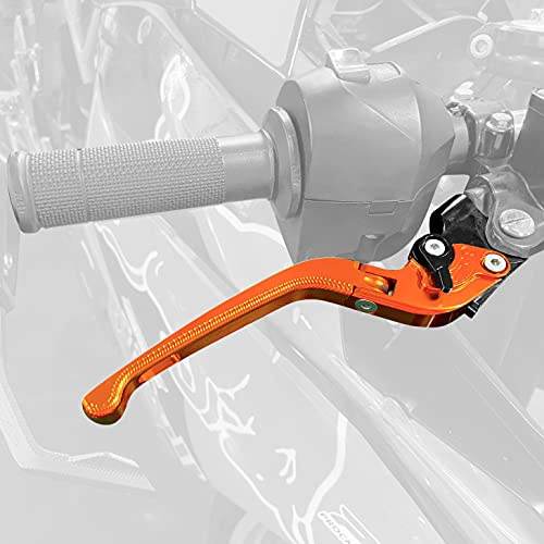 Fullibars 3D metallische Oberfläche einstellbar Kupplungs & Bremshebel Satz für Duke 125 RC125 2014-2020, Duke 200 RC200 2014-2016, Duke 390 RC 390 2013-2020 DUKE HEBEL KUPPLUNGS BREMSHEBEL Orange
