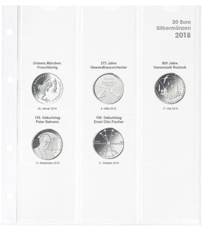 LINDNER Das Original Vordruckblatt Karat 20 Euro-Silbermünzen Bundesrepublik Deutschland 2018
