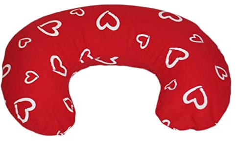 Velinda kleines Stillkissen Lagerungskissen Babykissen Schlafhilfe kuschelig (Muster: weiße Herzen)