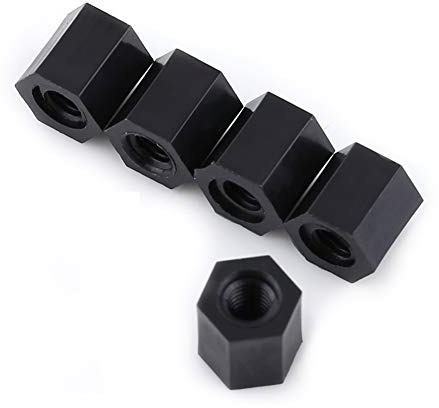 Akozon Nylon Schwarz Hex Spacer, 100Pcs M3 Innensechskant Gewinde Spacer Distanzbolzen Schwarz Nylon Sechskant Abstandsbolzen Muttern Sortiment mit Kunststoff-Box(M3*6)