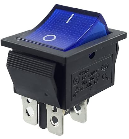 Lumière bleue Dpst On-Off momentané Interrupteur à bascule ON/OFF Snap en 22 x 30 mm 4pin