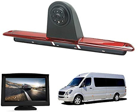CoolinDT Dritte Dachmontage-Bremsleuchte, Bremsleuchte, Rückfahrkamera mit 4,3-Zoll-Monitor zur Armaturenbrettmontage für Van, Mercedes Sprinter 1500 2500 W906/VW Crafter Transporter