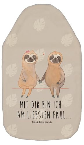 Mr. & Mrs. Panda Wärmflasche Faultier Pärchen - Geschenk, Liebespaar, Lieblingstier, Bettflasche, Kleine Wärmflasche, Kinderwärmflasche, relaxen,