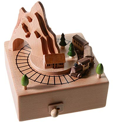 Chonor Innovative Szene aus Holz Spieluhr, Premier Spieluhr Handkurbel Reine Hand-klassischen Music Box Holz Handwerk Dekorationen Idee für Geburtstag Weihnachten - Gedächtniszug