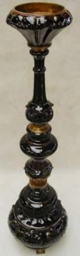 Casa Padrino Jugendstil Kerzenständer Schwarz/Messing H. 93 cm - Porzellan Kerzenhalter - Barock & Jugendstil Deko Accessoires