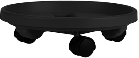 Bloem CAD1200 runder Pflanzenständer mit Rollen, Untertasse, 30,5 cm, Schwarz