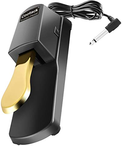 Cootack Universal Sustain Pedal Suitable for Yamaha Casio Roland Electronic Keyboards, Digital Piano & More Gold