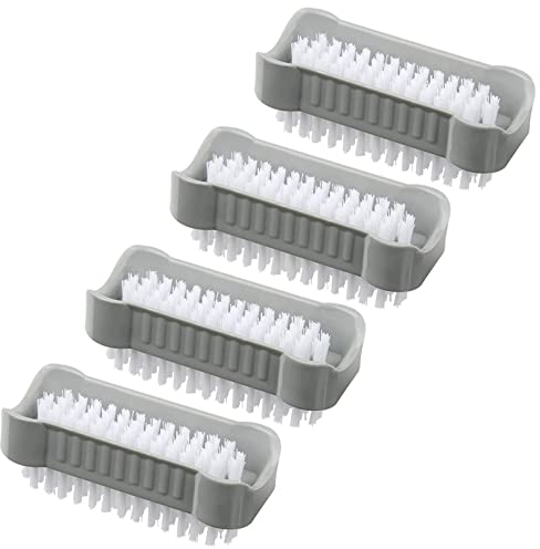 AMATHINGS Handwaschbürste doppelseitig für gründliches universelles Reinigen (Grau) – Nagelbürste Handbürste (4 Stück) – Reinigungsbürsten ideal für Oberflächen und Hände
