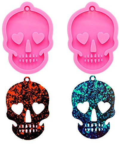 Nifocc - Molde de silicona con diseño de calavera y cabeza de fantasma, 2 unidades