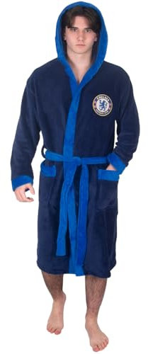Chelsea Official Football Gift Mens Fleece Dressing Gown Robe Navy XL