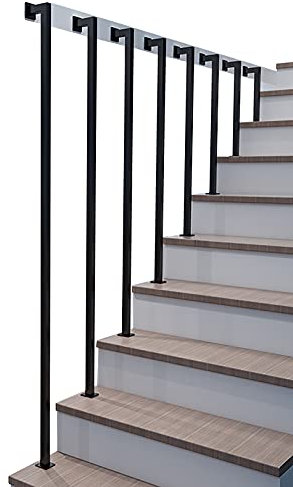 Handläufe für Innen treppen Haltegriff aus schwarzem Metall Industriegeländer für Rohrwandmontage Eisenbaluster, 90cm