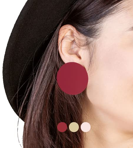 Extra große Statement Ohrringe rund • Flache Ohrstecker rot • Geometrischer Modeschmuck • nachhaltig & handgemacht • Ø 40mm