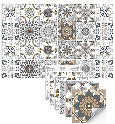 Belvanr Klebe Fliesen 24 Stück10x10CM Fliesenaufkleber für Wand Mosaikfliesen Selbstklebend Aufkleber Fliesen Küche Wasserdicht Fliesen zum Kleben, für Küche, Schrank, Möbel, Tisch
