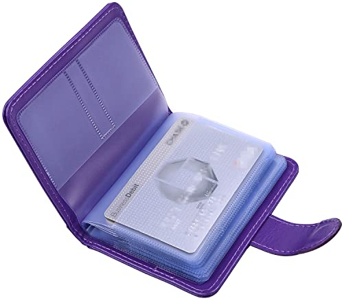 Wisdompro Kreditkartenetui RFID Schutz, Kartenetui f¨¹r 20 Karten und 7 Speicherkarte/M¨¹nzen (Violett)
