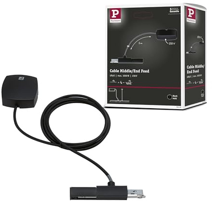 Paulmann 95418 URail Einspeisung Kabel 2m max. 1000W Schwarz matt
