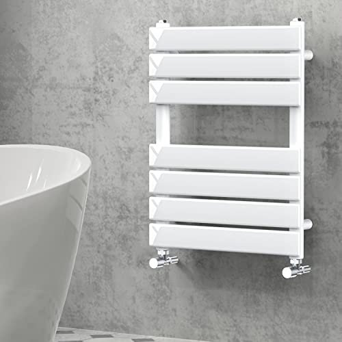 NRG Bathroom Flat Panel Heated Towel Rail Radiator Modern Central Heating Warmer Wall Mounted Ladder Rad 650×500mm Gloss White