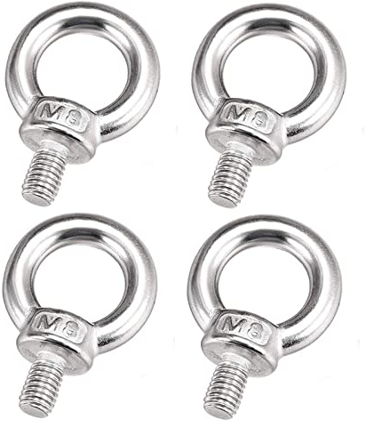 SyiXute 4 Pièces Boulons à Oeil,M8 x 13 mm Bague de Levage en Acier Inoxydable 304,Filetage Mâle Anneau pour Levage de Vie et Divers Equipements de Levage D'ingénierie, argent