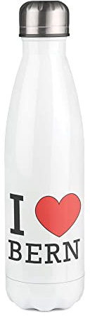 Botella isotérmica blanca con diseño I love bern