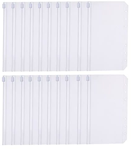 A6 Binder Taschen, Rluobo 20 Stück PVC 6 Löcher Binder Reißverschluss Ordner Wasserdicht Geld Budget Umschläge für Notebook-Planer Einlegeseiten Loseblattbeutel, Budget Planner Zubehör