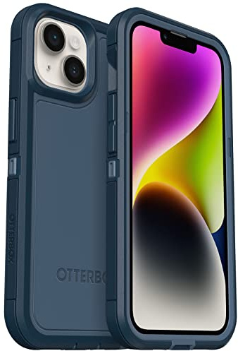 OtterBox Schutzhülle für iPhone 14 und iPhone 13 Defender Series XT – Open Ocean (Blau), Bildschirmlos, robust, rastet an MagSafe EIN, Umhängeband-Befestigung