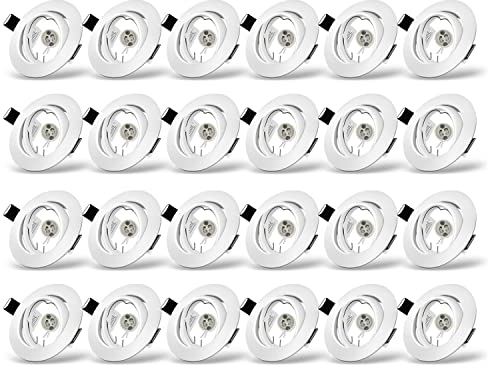 Yiahin Einbaustrahler GU10 Set, Schwenkbar led spot einbaurahmen Rund Matt Weiß, Einbauleuchte Einbaurahmen Optik, Inkl. GU10 Fassung für LED oder Halogen Leuchtmittel, 24 Stück