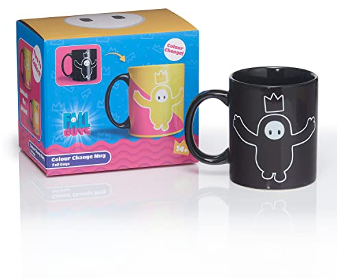 WOW! STUFF Fall Guys Gaming Frenzy Team - Taza amarilla de revelación de calor | Revela frijol y corona | Mercancía oficial, coleccionables, regalos de juguetes | para fanáticos, chicos de otoño -