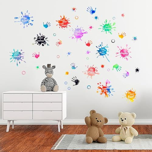 PLIGREAT Wandtattoo fürs Kinderzimmer 3 Bögen Bunte Wandsticker Mit Positiven Sprüchen, Bunter Kreis Wandaufkleber für Kinder Klassenzimmer Kunstzimmer Spielzimmer Schule Dekoration