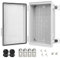 LeMotech Electrical Box, IP67 Waterproof Hinged Cover Stainless Steel Latch Junction Box, ABS Plastic Electrical Enclosure with Mounting Plate,Wall Brackets, Cable Glands, 10.2x6.3x3.9, Grey