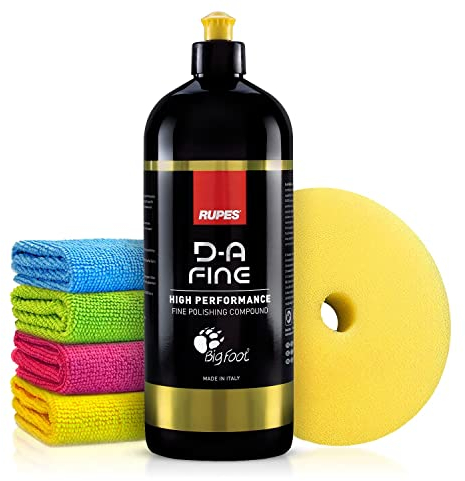 Rupes D-A Fine Feinschleifpolitur (1L) Autopolitur Set - Fine Polish Polierpaste - Entfernt Hologramme, Swirls & feine Kratzer - Exzenter oder Rotation - Auto polieren, Feinschleifpaste | 6-teilig