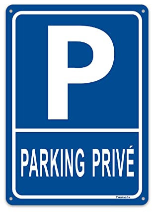 Panneau Parking Privé Aluminium Réfléchissant 20x30cm, Panneau Stationnement Privé PARKING PRIVÉ Panneau Métallique Résistant aux Intempéries, Imperméable et Résistant aux UV