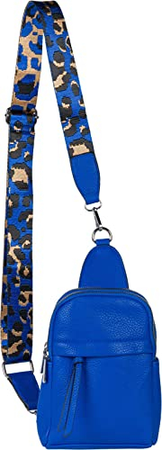 styleBREAKER Damen One Shoulder Rucksack, gemusterter Schultergurt, Einfarbige Crossbody Bag, Cityrucksack, Sling Bag 02012387, Farbe:Royalblau
