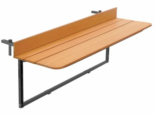 Gruppo Maruccia - Tisch für Balkon und Geländer klappbar - Gestell aus Aluminium und Kunstholz - höhenverstellbar - Farbe Anthrazit - 120 x 37 cm