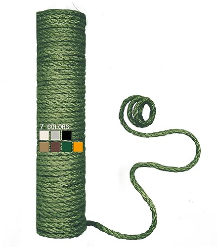 XRzitky Natural Sisal Rope for Cat Scratcher, 1/4 Inch 32FT Sisal Rope for Cat Scratching Post Repair Replacement, Multi Color Cat Scratch Tree Rope Replacement, Cactus Green