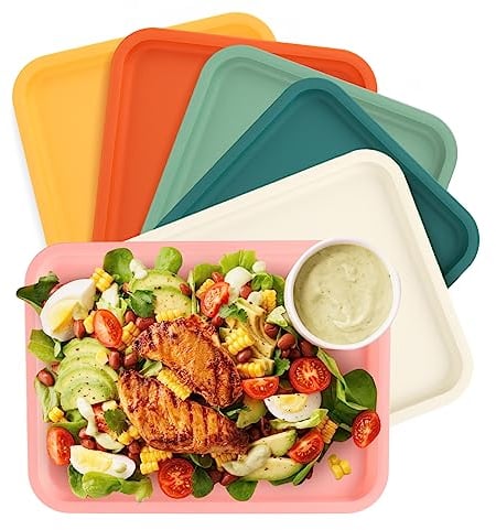 Ant Warrior Plateaux de service incassables, Plateau Plastique Rectangulaire, Plateaux de Boisson, Lot de 6 Plateau en Plastique pour Cuisine, Pique-Nique, Restaurant, café, fête