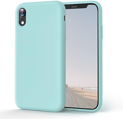 OIIAEE Silicone Case Compatible with iPhone XR Case 6.1 Inch, Soft Ultra Slim Protective Shockproof Liquid Silicone Phone Case with Anti-Scratch Microfiber Lining,Light Blue