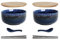 Ramen Schüssel Keramik 2 Set (8 Stück) mit Löffel Essstäbchen，1100 ML Großer Suppenschüssel,Salatschüsseln Für Suppe, Pho und Sushi Bowl (Stern blau 2 Set)