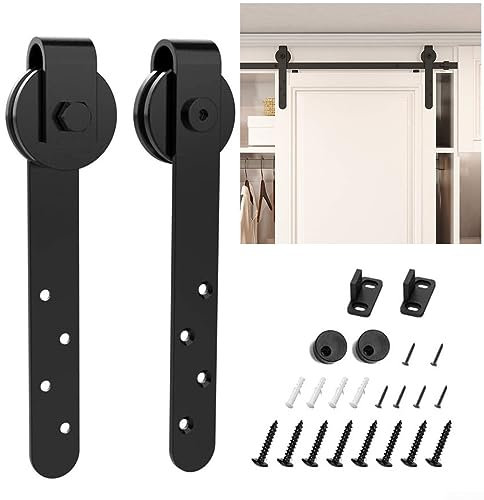 Jayruit Mini Rail de Porte Coulissante pour Portes d'Armoire, Système de Rails Lisses et Silencieux, Accessoires de Quincaillerie Noir
