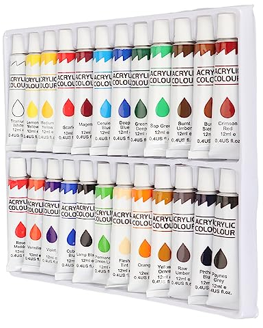 Juegos De Pintura Gouache, 24 Colores, Gouache Acrílico con Poder De Cobertura Fuerte, Duración De 12 Ml Cada Uno, Resistente Al Agua con Tarjeta De Color para Piedra para Principiantes