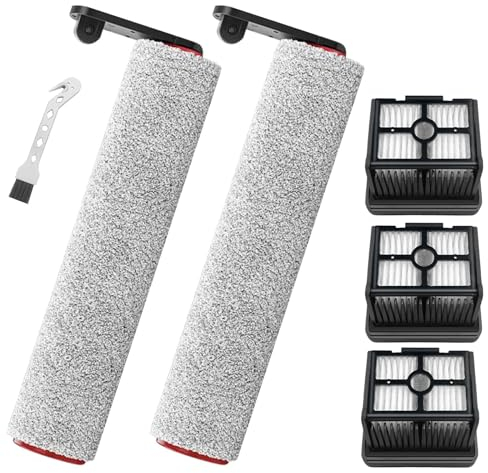 DianSung Spazzole Rullo Parti di ricambio per per Dreame H12 Pro/ H12 Dual aspirapolvere per liquidi e asciutti, set di accessori 2 Rulli per spazzole + 3 Filtri + 1 Spazzola per la pulizia