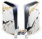 Head Case Designs Weiß, Gold Und Schwarz Marmor Vinyl Frontplatte Haut Gaming Aufkleber Abziehbild Abdeckung kompatibel mit Sony Playstation 5 PS5 Disc Edition Console & DualSense Controller