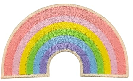 Rosa Regenbogen Aufnäher zum aufbügeln oder aufnähen Bügelbild Aufbügler für Kleidung gestickter Bügelflicken Applikation LGBT Patch Größe 7,2 x 4,2 cm